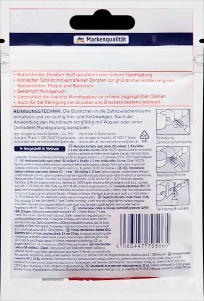 Valori nutrizionali e ingredienti dm Dontodent Spazzolini interdentali (32 x, 0.40 mm)