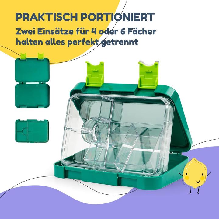 Actual product image Schmatzfatz Junior Kids Lunch Box with Compartments Green Jungle