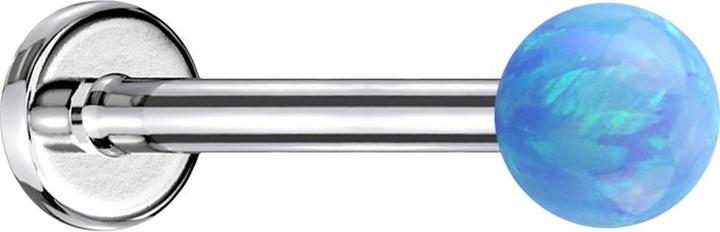 Actual product image Star Piercing Micro Labret silver with ball Opal light blue (without brass, Surgical steel 316L)