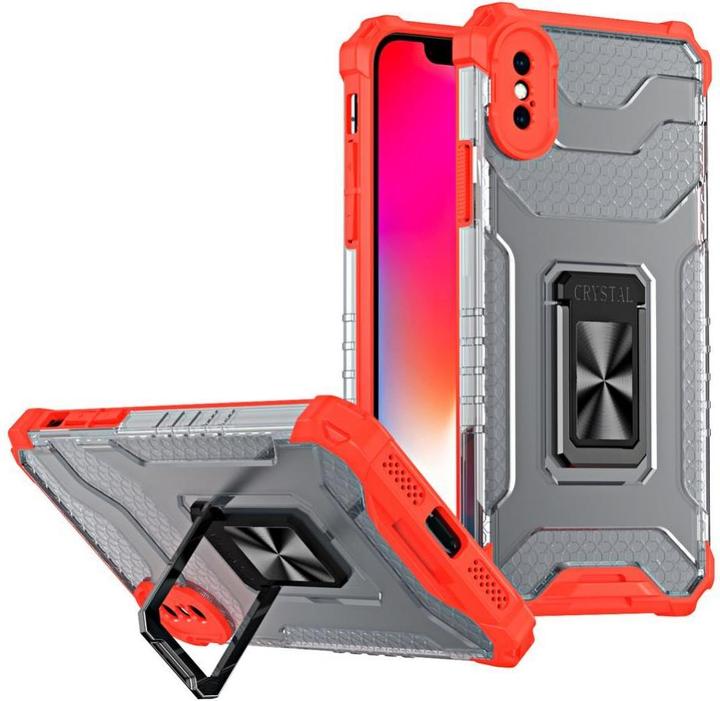 Produktbild Hurtel Crystal Ring Case Kickstand Tough Rugged Cover for iPhone XS Max red (Apple iPhone XS Max)