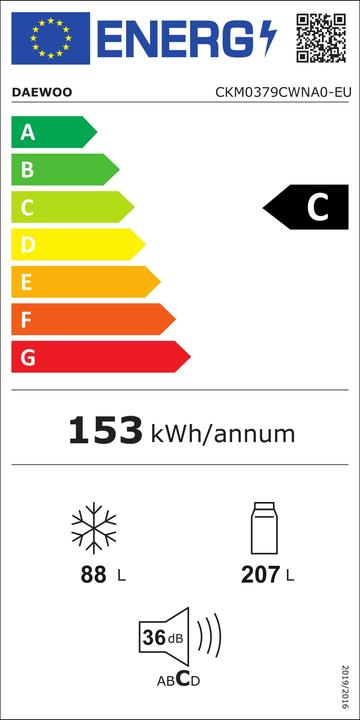 Energy Label Daewoo CKM0379CWNA0-EU (294 l)