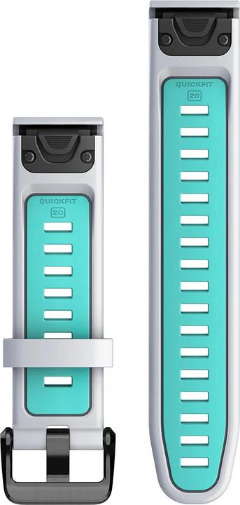 Produktbild Garmin Silikonarmband, Quickfit, 20mm, white/aqua (20 mm, Kunststoff, QuickFit)