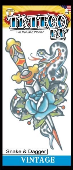 Tinsley Transfers Snake and Dagger Tattoo | Adhesive Tattoos