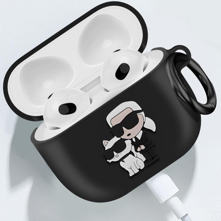 Produktbild Karl Lagerfeld 3D Logo NFT Karl and Choupette Silicone Case for AirPods 3 Black (Kopfhörer Hülle)