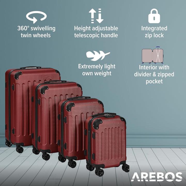 Actual product image Arebos Suitcase (94 l, Hand luggage (up to 50 litres), M (50 - 90l), L (90 - 115l), XL (from 140l))
