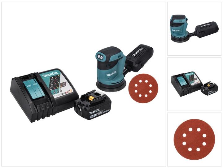 Actual product image Makita DBO 180 RT1 cordless random orbital sander 18 V 125 mm + 1x rechargeable battery 5.0 Ah + charger + (Eccentric grinder)