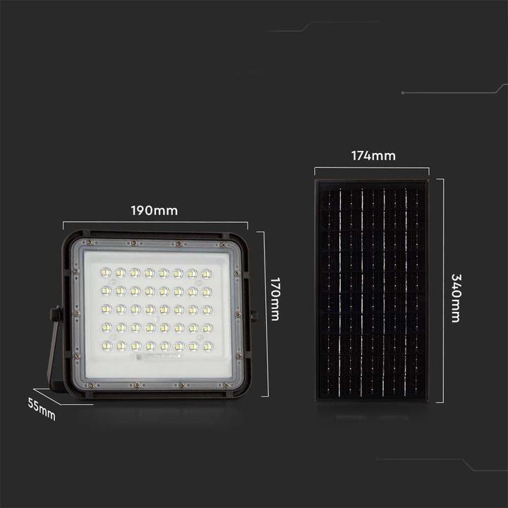 Image du produit V-TAC VT-80W 7824 Spot solaire blanc neutre noir (800 lm, IP65)