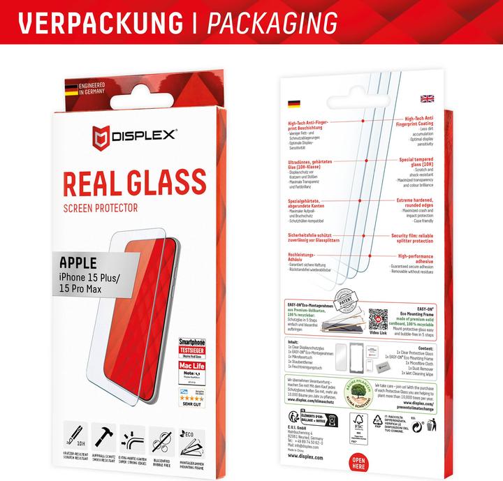 Actual product image Displex Real Glass (1 Piece, Apple iPhone 15 Pro Max, Apple iPhone 15 Plus)