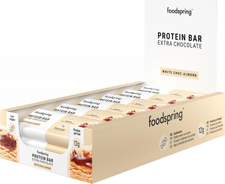 Actual product image Foodspring Protein Bar Extra Chocolate (White Choco Almond, 1 pcs., 540 g)