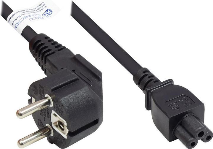 Image du produit Good Connections Câble de mise à la terre connecteur type E+F (CEE 7/7, coudé) vers C5 (droit) pour ordinateur (1.80 m, CEE 7/7)