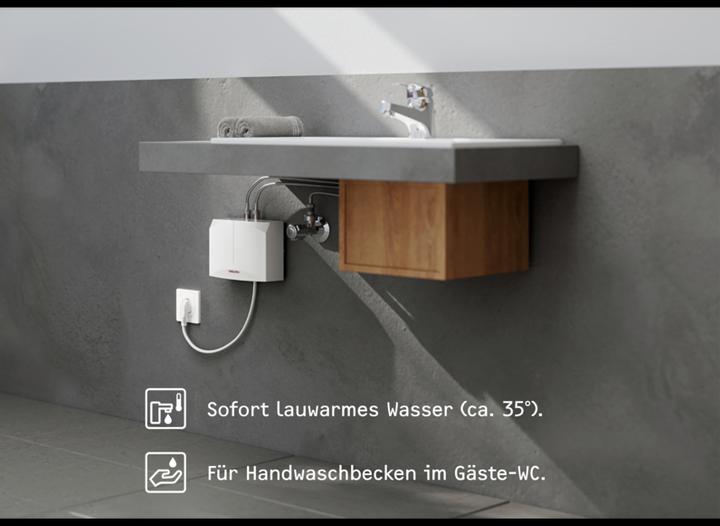 Produktbild Stiebel Eltron DHM 3 Mini Durchlauferhitzer nur fürs Handwaschbecken, 3,5 kW, mit Stecker, VDE geprüft
