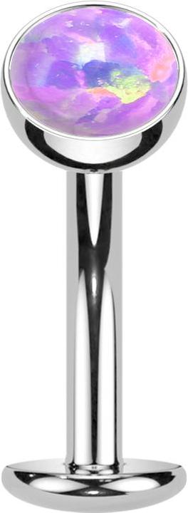 Star Piercing Threadless Labret-Stab Banane silber Halbkugel Opal violett (Titan G23)
