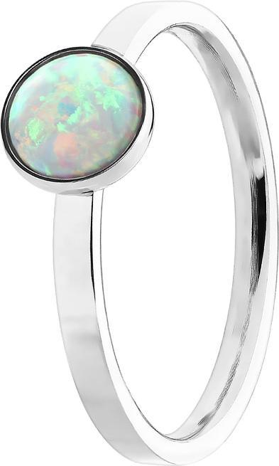 Produktbild Star Piercing Ring silber mit flachem Opal weiss (Acrylohne Messing, Chirurgenstahl 316Lohne Messing)