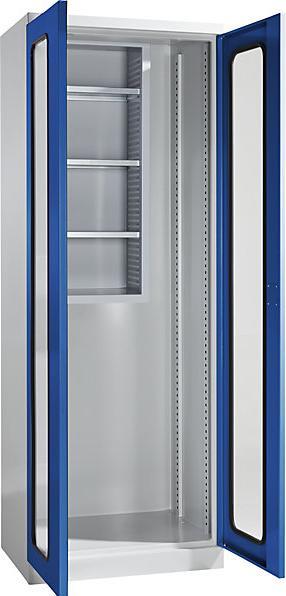Produktbild MBA-System Geräte- und Putzmittelschrank STANDARD, mit Sichtfenstertüren, l.grau/blau (37 cm, 112 cm)