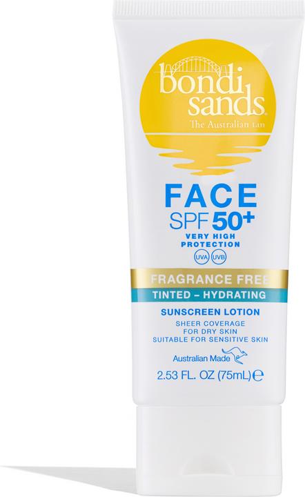 Image du produit Bondi Sands SPF50+ Fragrance Free - Lotion Teintée Hydratante pour le Visage SPF 50+ Fragrance Free (Crème solaire visage, SPF 50+, 75 ml)