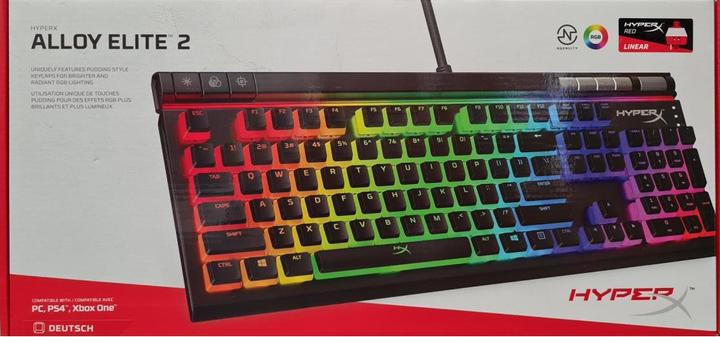 Produktbild HyperX Alloy Elite 2 mechanische Gaming Tastatur Red Switches Linear QWERTZ (DE-Layout) - Schwarz (DE, Kabelgebunden)