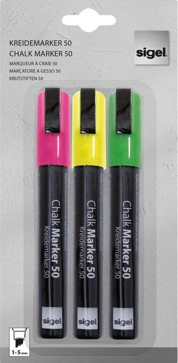 Sigel Kreidemarker Gelb/Grün/Pink (Jaune, Vert, Pink, 5 mm, 3 x)