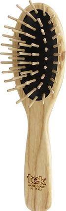 Tek Small Ash Wood Oval Hair Brush with Regular Pins Handmade in Italy