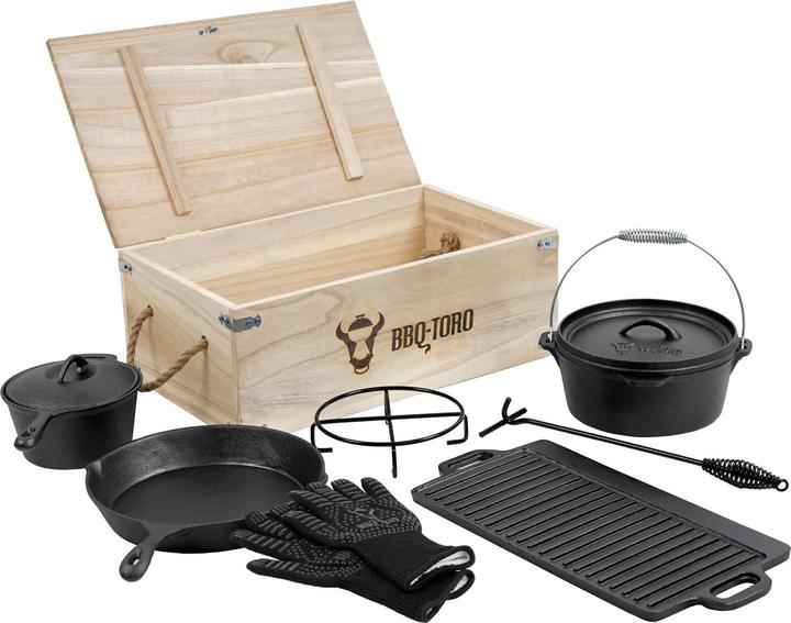 Produktbild BBQ-Toro 8-teiliges Dutch Oven Set in Holzkiste