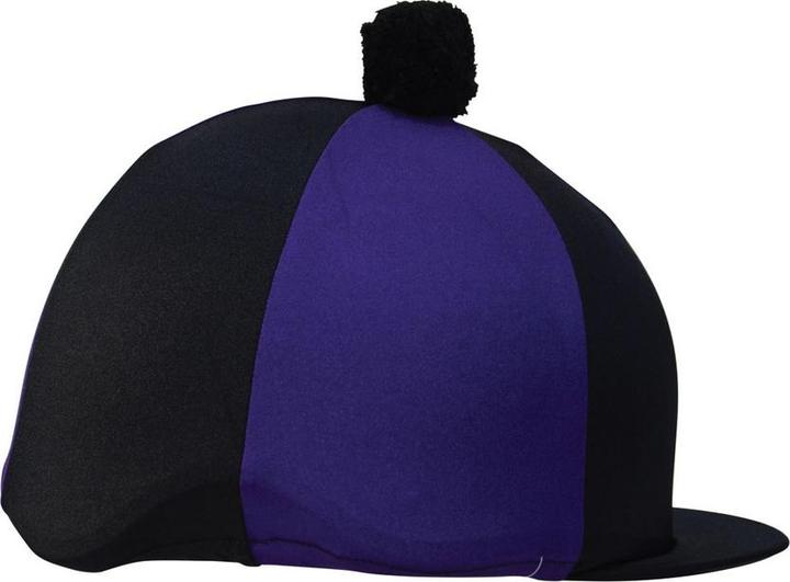 Hy LycraReithelmüberzug mit Bommel seidig glänzend zweifarbig (One Size)