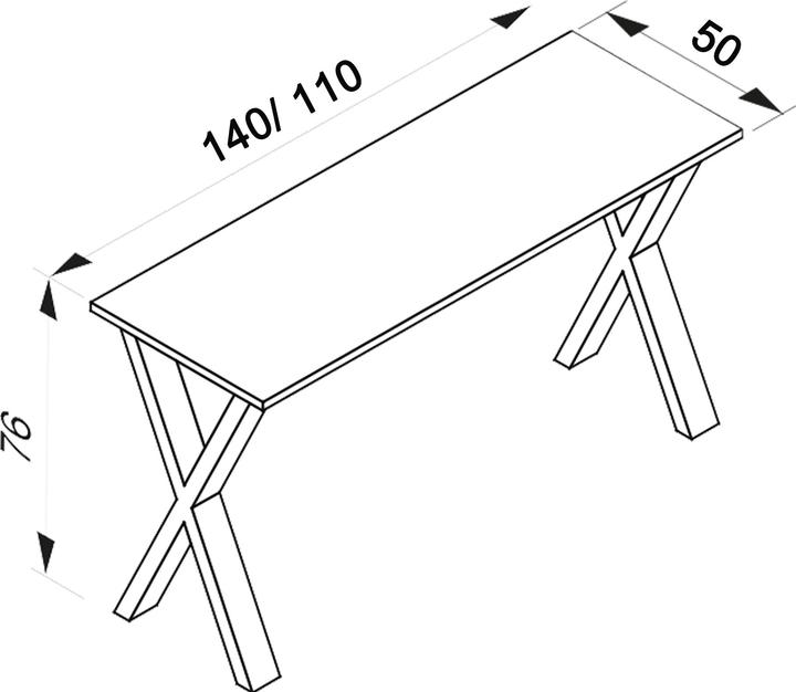 Produktbild VCM Premium Büromöbel Schreibtisch Lona X Schwarz (140 x 50 x 76 cm)