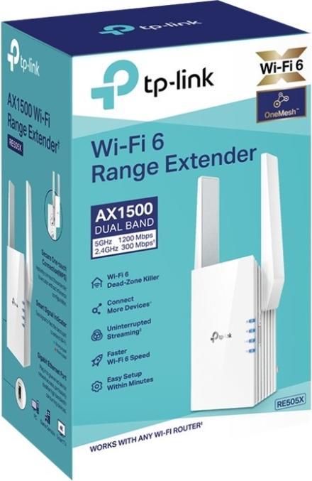 Produktbild TP-Link RE505X Wi-Fi 6 WLAN Repeater AX1500 (1200 Mbit/s, 300 Mbit/s)