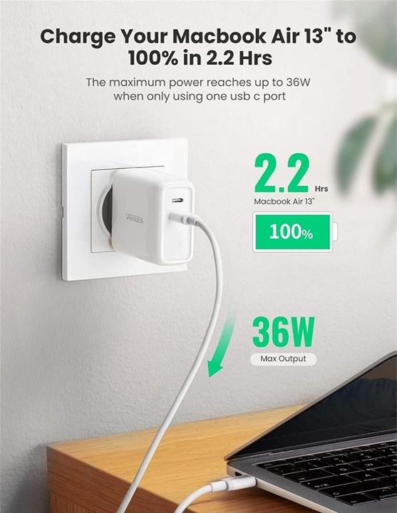 Produktbild Ugreen USB-C 36W PD Ladegerät 2-Port (36 W)