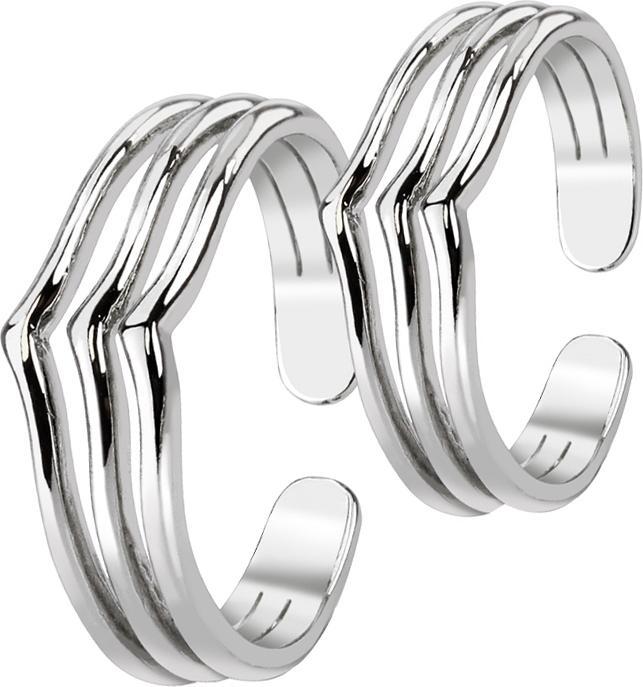 Hollywood Body Jewelry Ring set silber mit drei Linien (Messing)