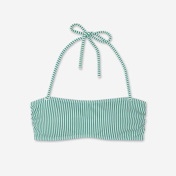Image du produit Olaian Haut de maillot de bain bandeau surf rayé Femme - Laura vert et blanc (70 B)