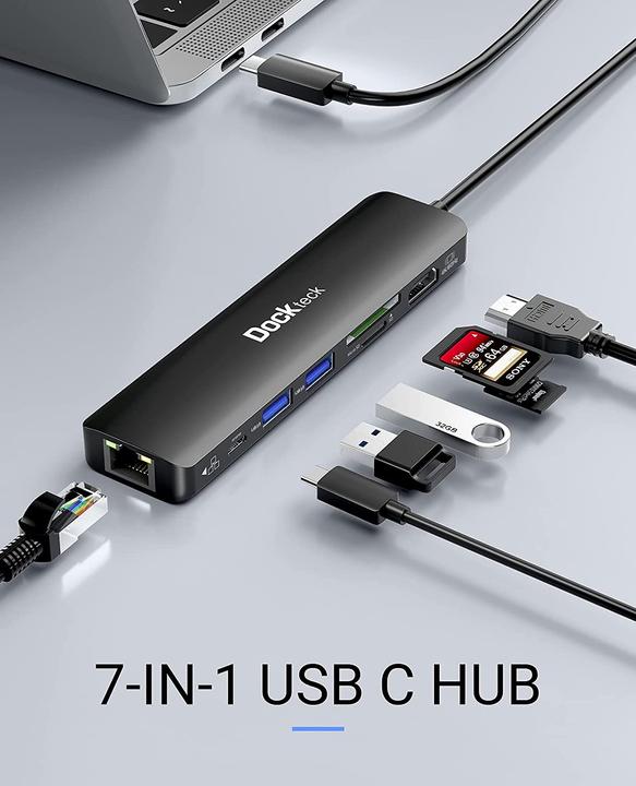 Actual product image Dockteck 7-in-1 (USB-C, 7 Ports)