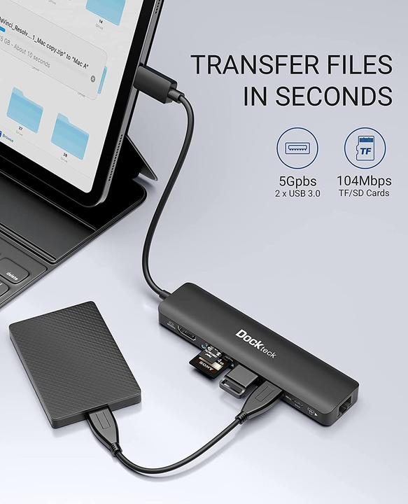 Actual product image Dockteck 7-in-1 (USB-C, 7 Ports)