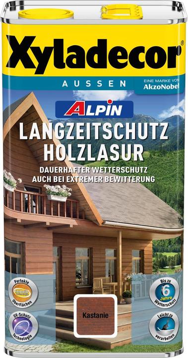 Image du produit Xyladecor Alpin protection longue durée lasure bois châtaignier (Châtaigne, 5 l)