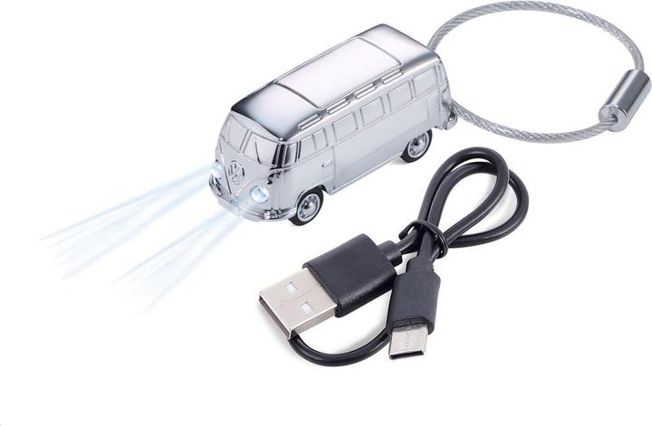 Produktbild Troika LIGHT BULLI T1 Schlüsselanhänger mit LED-Licht, wiederaufladbar, glänzend grau