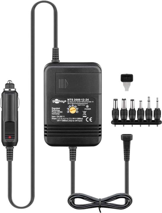 Goobay 12 V - 24 V universal notebook power supply for car/truck (24 W)