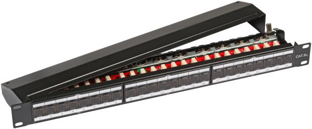 Produktbild EFB Elektronik Geh 48,30cm (19") Patchfeld 24port CAT.6A 1HE schwarz (RAL-9005)