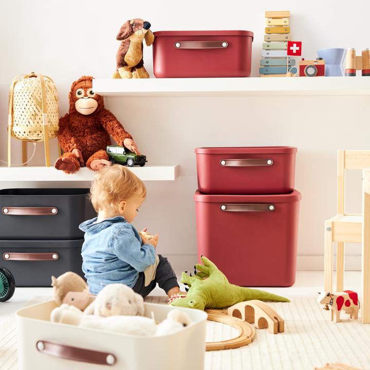 Image du produit Rotho Boîte de rangement Maloja 20 l, Iron rouge (20 l)