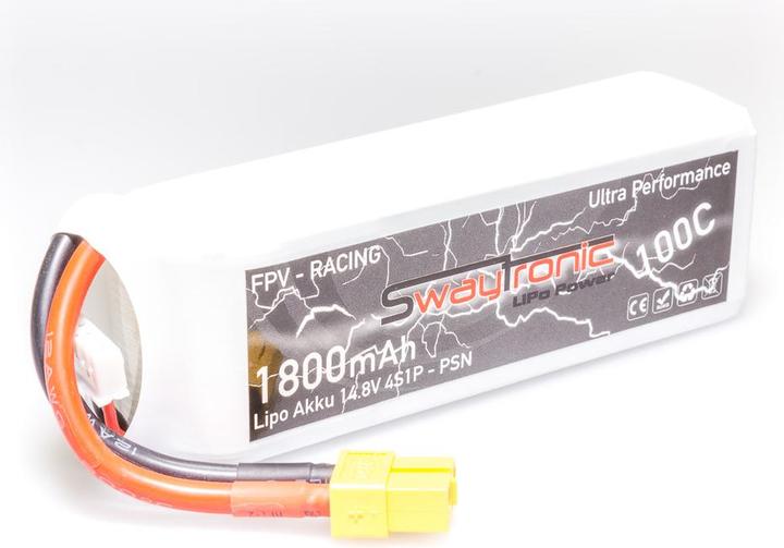 Actual product image Swaytronic Sway-FPV 4S 14.8V 1800mAh 100C/200C XT60 PSN (14.80 V, 1800 mAh)