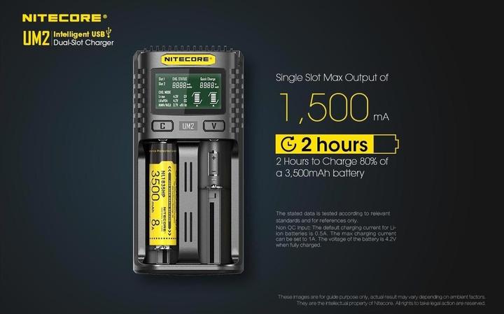 Image du produit Nitecore Chargeur USB UM2 (1 pcs, 14500, 16340, 18650, 26650, Chargeurs sans batterie)