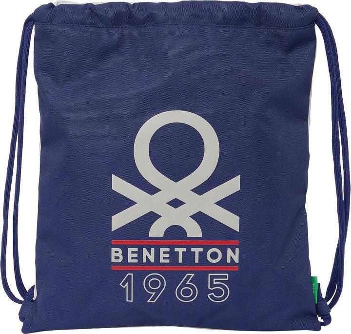 Actual product image Benetton Backpack bag with straps Varsity grey navy blue 35 x 40 x 1 cm