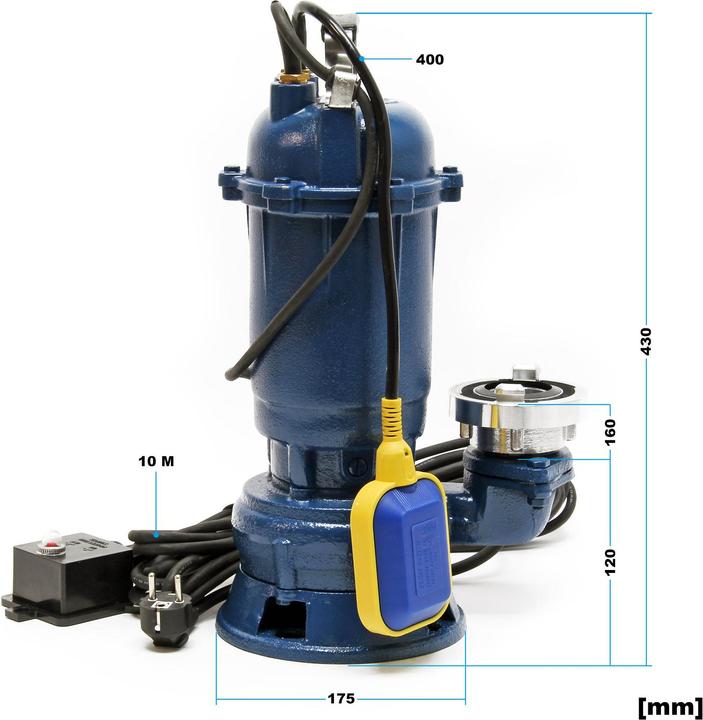 Produktbild Wiltec Schmutzwasserpumpe 10.000 l/h 550 W Tauchpumpe & Schlauch Baupumpe (Schmutzwasserpumpe)