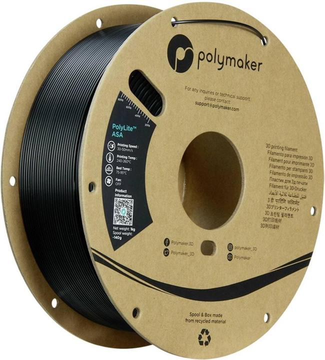 Polymaker PF01044 Filament ASA UV-beständig, witterungsbeständig, hitzebeständi (ASA, 1.75 mm, 1000 g, Schwarz)