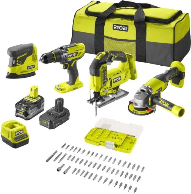 Productafbeelding Ryobi 5133004771 R18CK4F-252S Combiset 18 Volt 2.0/5.0 Ah Li-Ion (Bandschuurmachine)