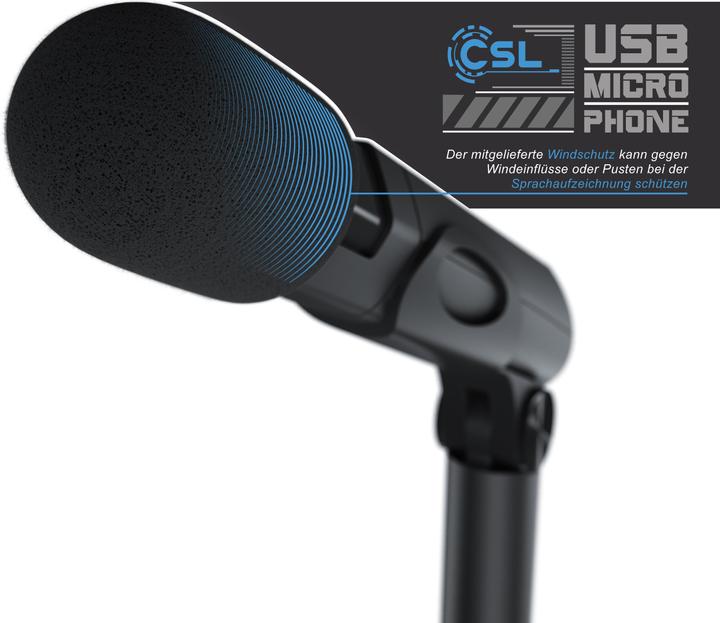Actual product image CSL Streaming microphone, USB desktop microphone with windscreen RMP 800 desktop microphone / stand