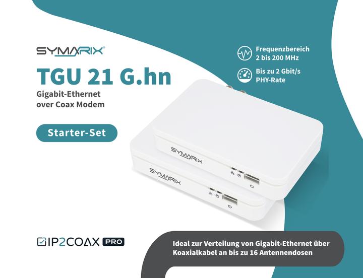 Produktbild Symarix TGU 21 G.hn Wave-2-Technologie Ethernet Over Coax Modem (EoC) Starter-Set