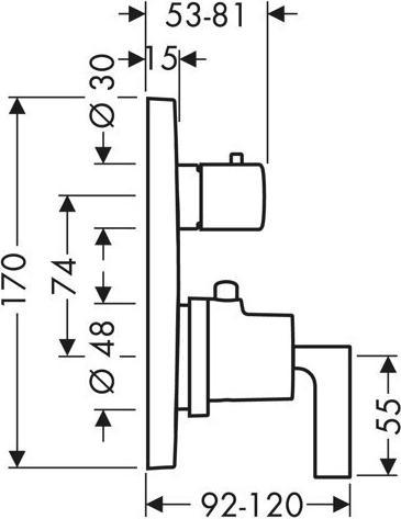 Produktbild Axor Citterio Thermostat Unterputz mit Ab-/Umstellventil, Hebelgriffe, 2 Verbraucher