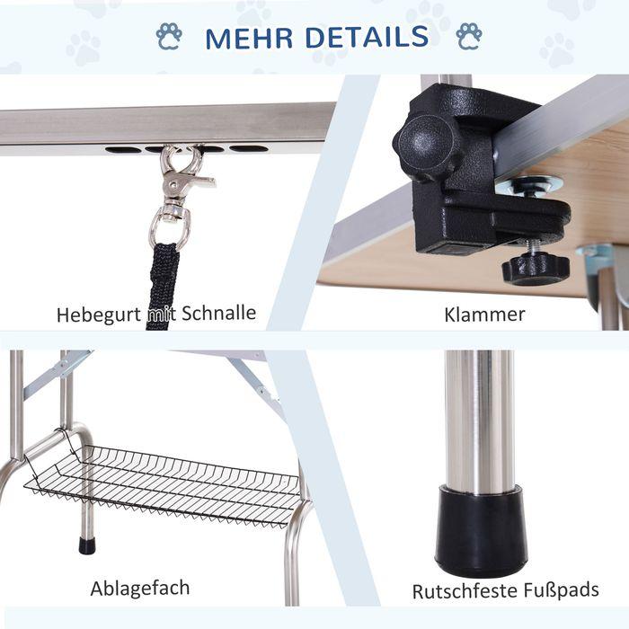Image du produit Swisshandel24 Table de toilettage Table de tonte avec panier inférieur pour chiens réglable en hauteur pliable (Chien)