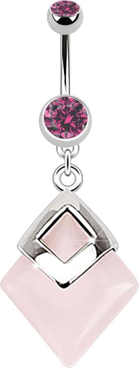 Produktbild Star Piercing Banane silber mit Anhänger Rosequarz (Mineralisch, ohne Messing, Chirurgenstahl 316L)