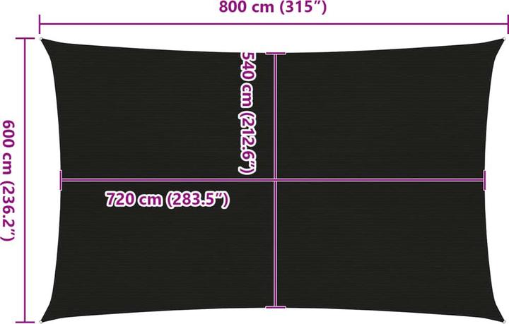 Actual product image VidaXL Sonnensegel 160 g/m² Rechteckig HDPE (6 x 8 m)