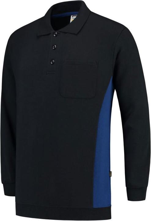 Actual product image Tricorp Sweatshirt Polo Collar Bicolor Chest Pocket NavyRoyalblue Gr. L (L)