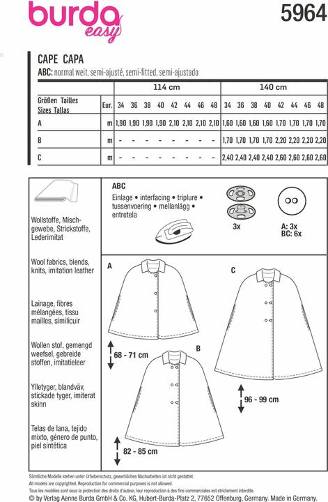 Produktbild Schnittmuster Cape – mit Ärmelschlitzen und kleinem Kragen